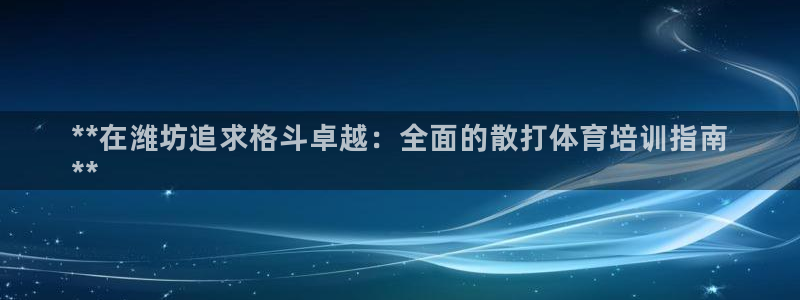 富联平台招商电话：**在潍坊追求格斗卓越：全面的散打